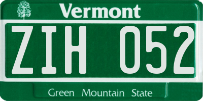VT license plate ZIH052