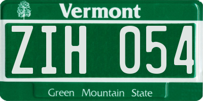 VT license plate ZIH054