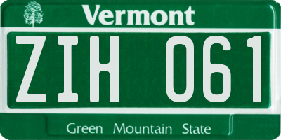 VT license plate ZIH061
