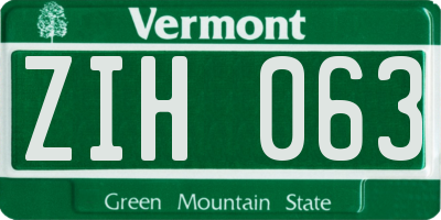 VT license plate ZIH063
