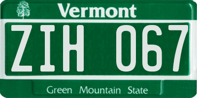 VT license plate ZIH067
