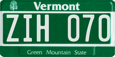 VT license plate ZIH070