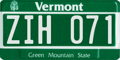 VT license plate ZIH071