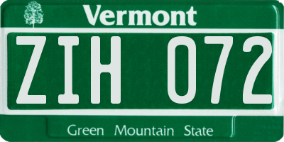 VT license plate ZIH072