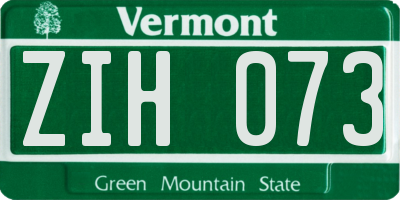 VT license plate ZIH073
