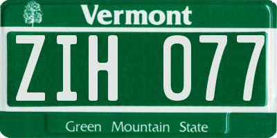 VT license plate ZIH077