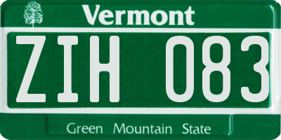 VT license plate ZIH083
