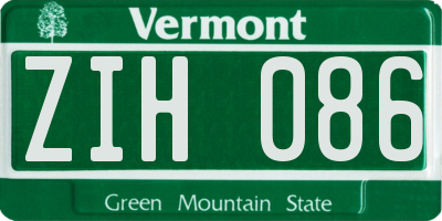 VT license plate ZIH086