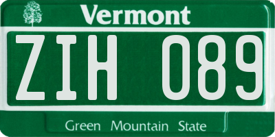 VT license plate ZIH089