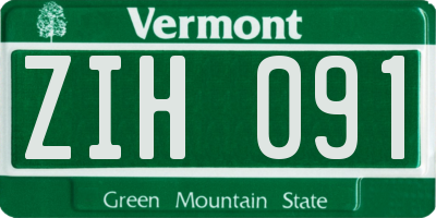 VT license plate ZIH091