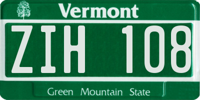 VT license plate ZIH108