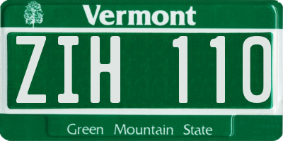 VT license plate ZIH110