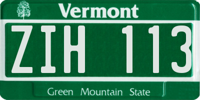 VT license plate ZIH113