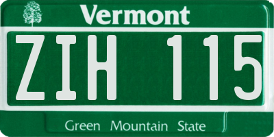 VT license plate ZIH115