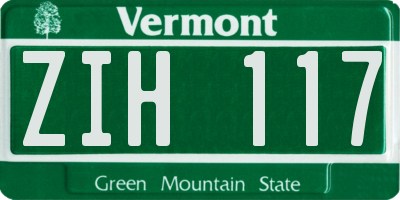 VT license plate ZIH117