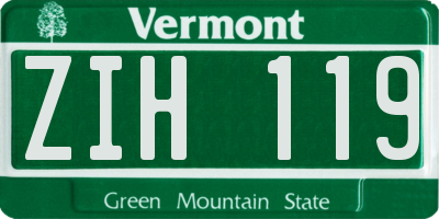 VT license plate ZIH119