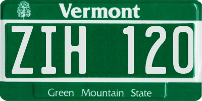 VT license plate ZIH120