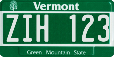 VT license plate ZIH123