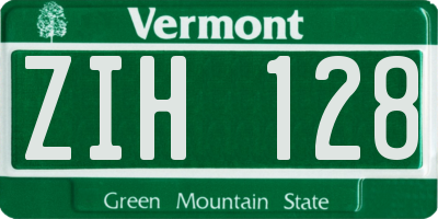 VT license plate ZIH128