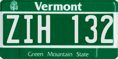 VT license plate ZIH132