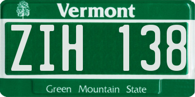 VT license plate ZIH138