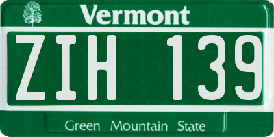 VT license plate ZIH139