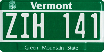 VT license plate ZIH141