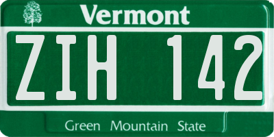 VT license plate ZIH142