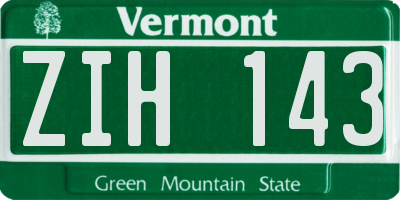 VT license plate ZIH143
