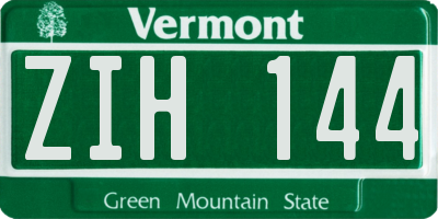 VT license plate ZIH144