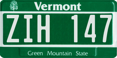 VT license plate ZIH147