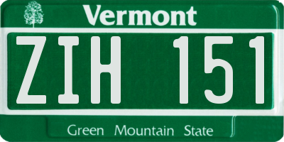VT license plate ZIH151