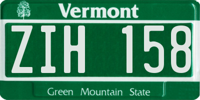VT license plate ZIH158
