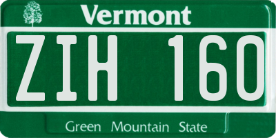 VT license plate ZIH160