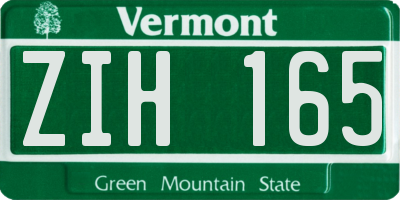 VT license plate ZIH165