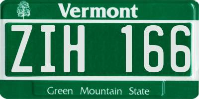 VT license plate ZIH166