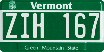 VT license plate ZIH167
