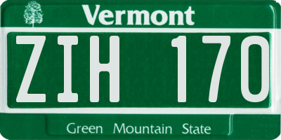 VT license plate ZIH170