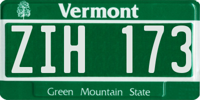 VT license plate ZIH173