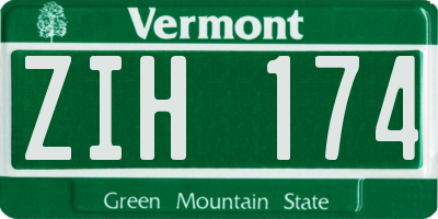 VT license plate ZIH174