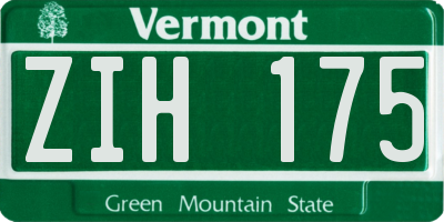 VT license plate ZIH175
