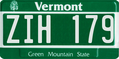 VT license plate ZIH179
