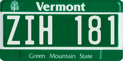 VT license plate ZIH181