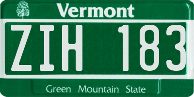 VT license plate ZIH183