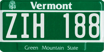 VT license plate ZIH188