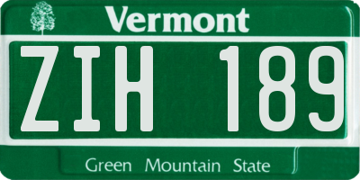 VT license plate ZIH189