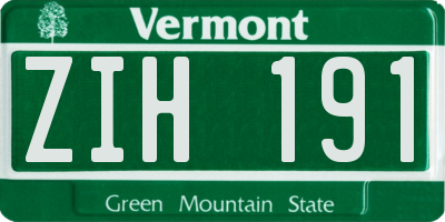 VT license plate ZIH191