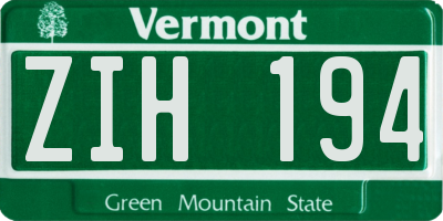 VT license plate ZIH194