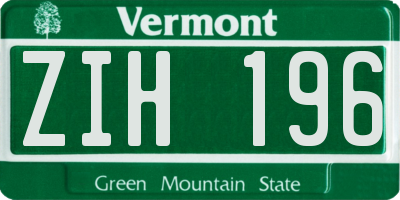 VT license plate ZIH196