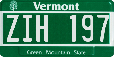 VT license plate ZIH197